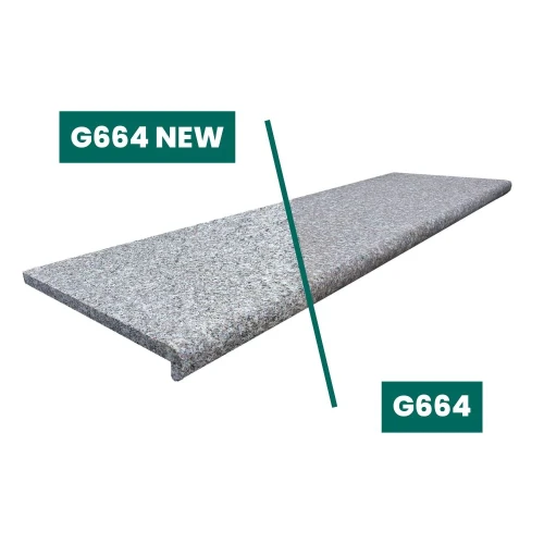 Przejdź do produktu Schodek | Stopnica Granitowa Płomieniowana Bullnose G664 NEW 100x35x2 cm