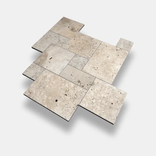 Przejdź do produktu Trawertyn Blend Mix Bębnowany French Pattern 12mm 1kpl= 0,742m2 | Komplet Rzymski