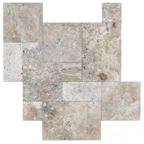 Przejdź do produktu Trawertyn Silver Latte Bębnowany French Pattern 12mm 1kpl= 0,742m2 | Komplet Rzymski