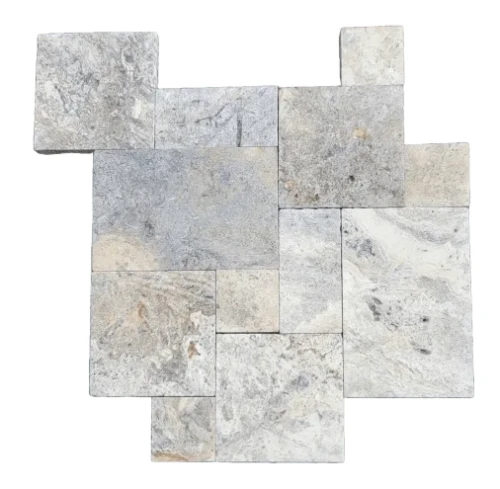 Przejdź do produktu Trawertyn Silver Premium Bębnowany French Pattern 12mm 1kpl= 0,742m2 | Komplet Rzymski