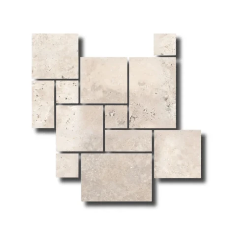 Przejdź do produktu Trawertyn Super Light Bębnowany Szlif French Pattern 12mm 1kpl= 0,742m2 | Komplet Rzymski