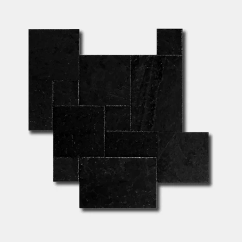 Przejdź do produktu Kamień Kadappa Black Limestone Bębnowany French Pattern 1kpl= 0,742m2 | Komplet Rzymski