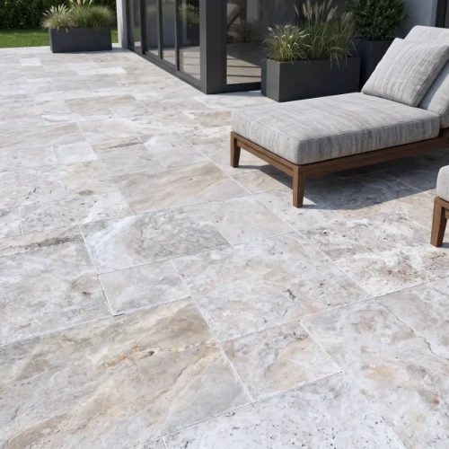 Przejdź do produktu Trawertyn Silver Latte bębnowany French Pattern 3cm 1kpl= 0,742m2 | Komplet Rzymski