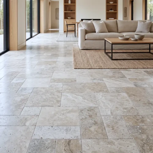Przejdź do produktu Trawertyn Silver Latte bębnowany French Pattern 12mm 1kpl= 0,742m2 | Komplet Rzymski