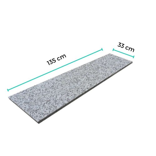 Przejdź do produktu Stopnica granitowa szara płomieniowana G602 135x33x2 Bianco Sardo
